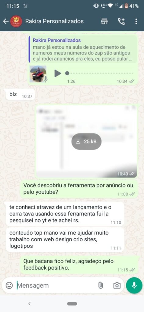 Print completo de depoimento 6 sobre o WA Sender Pro